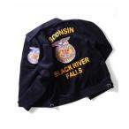 ブルゾン アウター HOUSTON ヒューストン CORDUROY EMBROIDERY FFA JACKET チェーンステッチ ロゴ FFA 刺繍