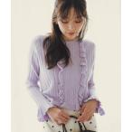 ショッピングラベンダー ニット セーター ミニケーブルフリルニット レディース