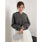 ニット セーター 「HIGH QUALITY」フォックスカシミヤニットポロ レディース