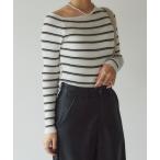 ニット セーター ボーダーオフショルニット レディース