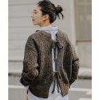 ニット セーター 5ゲージダブルフロントブークレリボンニットカーディガン レディース