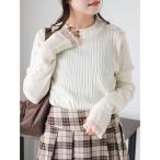 ショッピングフリル ニット セーター 袖フリルモックネックニット レディース
