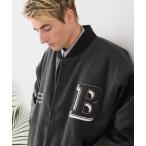 スタジャン 「BLUE STANDARD/ブルースタンダード」フェイクメルトン ワッペン 袖切り替えスタジャン アワードジャケット メンズ レディース