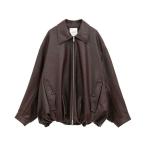 ブルゾン アウター 「CLANE/クラネ」FAKE LEATHER BALLOON JACKET/フェイクレザーバルーンジャケット/レザーブルゾン レ