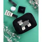 ポーチ 10E7 キャンバス もこもこ アニマル刺繍ポーチ シュナウザー レディース