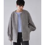 ショッピングクリップ ノーカラーコート コート もこもこノーカラージップミドルコート「洗える」 レディース