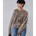 ニット セーター アート柄シャギーニット「洗濯機OK」 レディース