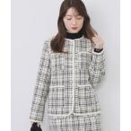 ジャケット ノーカラージャケット チェックツイードジャケットコート/セットアップ対応「洗える」 レディース