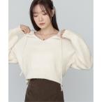 ショッピングバブ ニット セーター ショートフーディニットトップス レディース