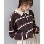 ショッピングバブ ニット セーター マルチボーダーポロニット レディース