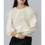 ショッピングバブ ニット セーター チュールラッフルカラーニットトップス レディース