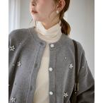 カーディガン ビジューニットカーディガン レディース