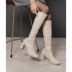 ブーツ スクエアトゥロングブーツ レディース