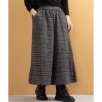 パンツ ウール風チェック柄起毛スカーチョ レディース