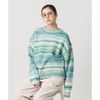 ニット セーター マルチボーダー ニットプルオーバー レディース