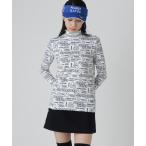 ショッピング花柄 tシャツ 「PEARLY GATES」裏起毛ベア天竺長袖ハイネックカットソー 「ロゴ×花柄プリント」 レディース