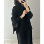 ワンピース ケーブルニットベスト＆スリットニットワンピース２点セット