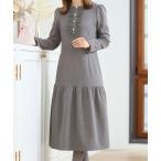 ワンピース あったか裏起毛 フリルレース パール付き ワンピース Prima Scherrer