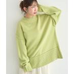 ショッピングニット ニット セーター 「毛玉になりにくい」アンチピリングモックネックバックスリットニット レディース