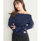 ニット セーター リボンギャザーオフショルニットプルオーバー レディース