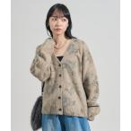 ショッピングフラワー カーディガン フラワーペイント ニットカーディガン レディース