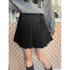 スカート ダブルレースアッププリーツスカート