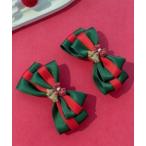 ヘアクリップ 「urge select」「Christmas」クリスマスカラー リボン ヘアクリップ「2個セット/クリスマス/イベント」