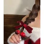 ヘアクリップ 「urge select」ベロア調リボン さくらんぼ チェリー ヘアクリップ