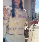 ショッピングノルディック カーディガン 25aw ノルディック柄ポンポン付きニットカーディガン レディース