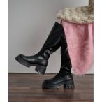 ショッピングロングブーツ ブーツ バックジッププラットロングブーツ レディース