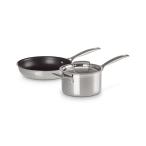 ショッピングル・クルーゼ 鍋 3-ply ステンレス フライパン 24cm ＆ ソースパン18cm