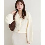 ショッピングショート カーディガン 「WEB限定」BIGカラーショート丈ニット レディース