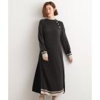 ショッピングマキシ ワンピース 「選べる着丈」配色サイドプリーツニットワンピース