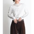 tシャツ レースカラーリブカットソー レディース