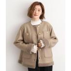 ノーカラーコート コート フェイクムートンボアジャケット レディース