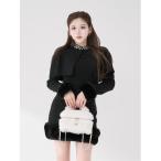 ワンピース ビジューケープニットミニワンピース