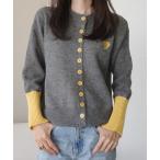 ショッピングカーデ カーディガン 配色ボタン × ハート刺繍ニットカーデ レディース