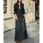 ワンピース 襟付きベルト付きデニムワンピース