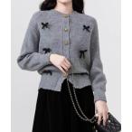 ニット セーター リボンタイシングルブレストセーター レディース