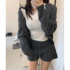 セットアップ トップスショートパンツニットセットアップ レディース