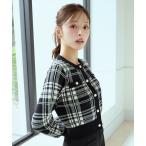 カーディガン チェックジャガードニットカーディガン レディース