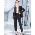 セットアップ 「ストレッチ ウォッシャブル」m.f.エディトリアルレディース リラクシング 1ボタンジャケット＋テーパードパンツ フランネル紺 レディ