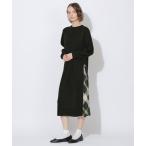 ショッピングマキシ ワンピース サイドチェック切替ニットワンピース