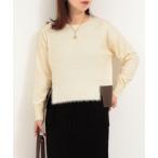 ニット セーター ラメフェザー切替バイカラープルオーバーニット レディース