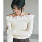 ショッピングオフショルダー ニット セーター フリルオフショルニット（長袖） レディース