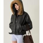 ブルゾン アウター 「2way/ファー取り外し可能」ヴィンテージライクレザーファーフードブルゾン レディース メンズ