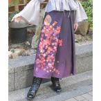 ショッピング柄 スカート 紅葉柄スカート