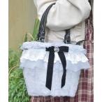 ショッピングかご トートバッグ かご型フリルファーバッグ レディース