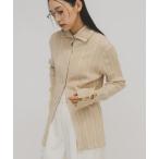 ショッピングニット ニット セーター ボタンアップランダムRIBニット レディース