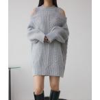 ショッピングニット ニット セーター オープンショルダーケーブルニット レディース